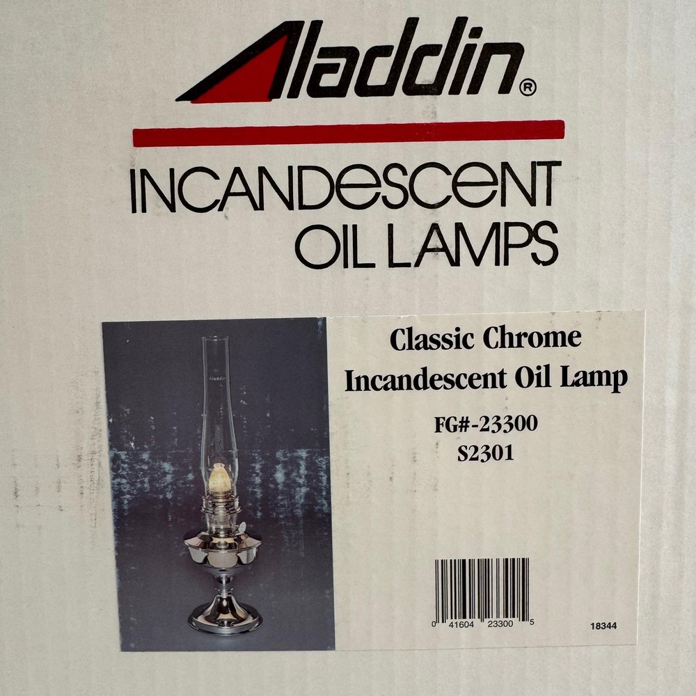 Aladdin Classic Chrome Incandescent Oil Lamp S2301 FG#-23300 NOS